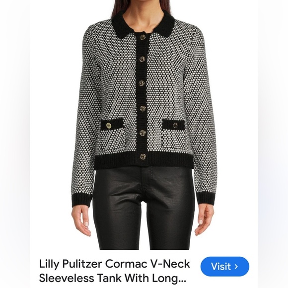 Lilly Pulitzer Monochrome Button-Up Cardigan size L - Picture 1 of 7